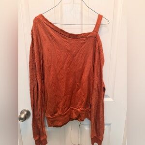 Daytrip Rust Off-Shoulder One-Strap Knit Sweater